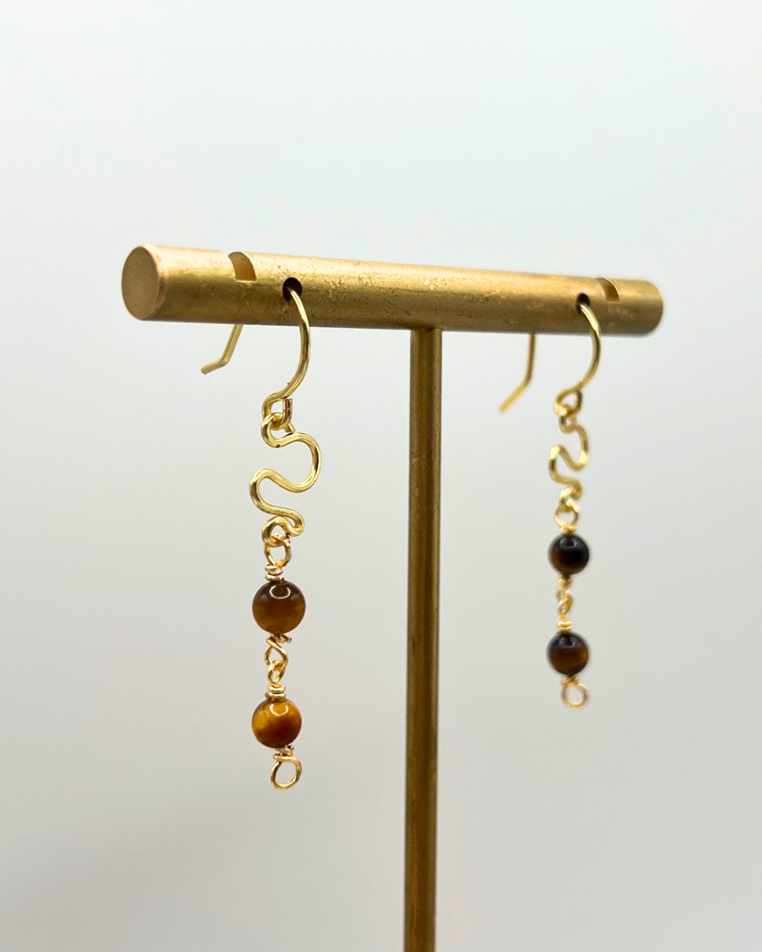 Tiger’s Eye Gold Swirl Earrings