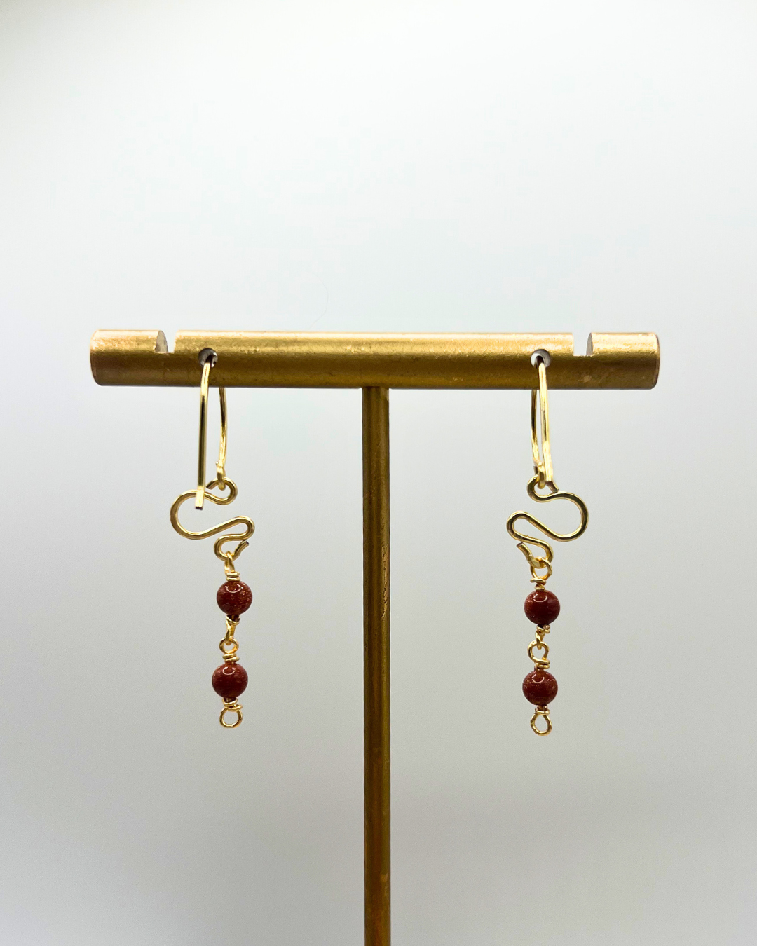 Goldstone Gold Dangle Earrings