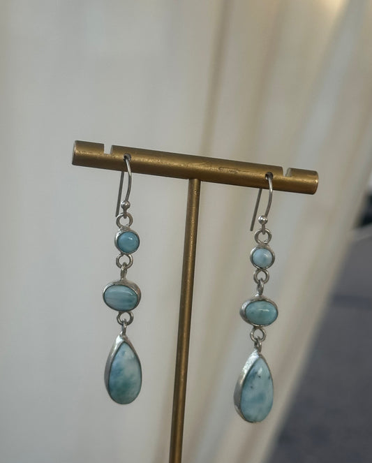 Larimar dangle earrings in silver