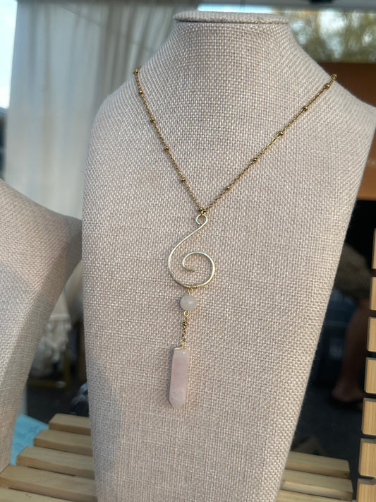 Rose Quartz Spiral necklace