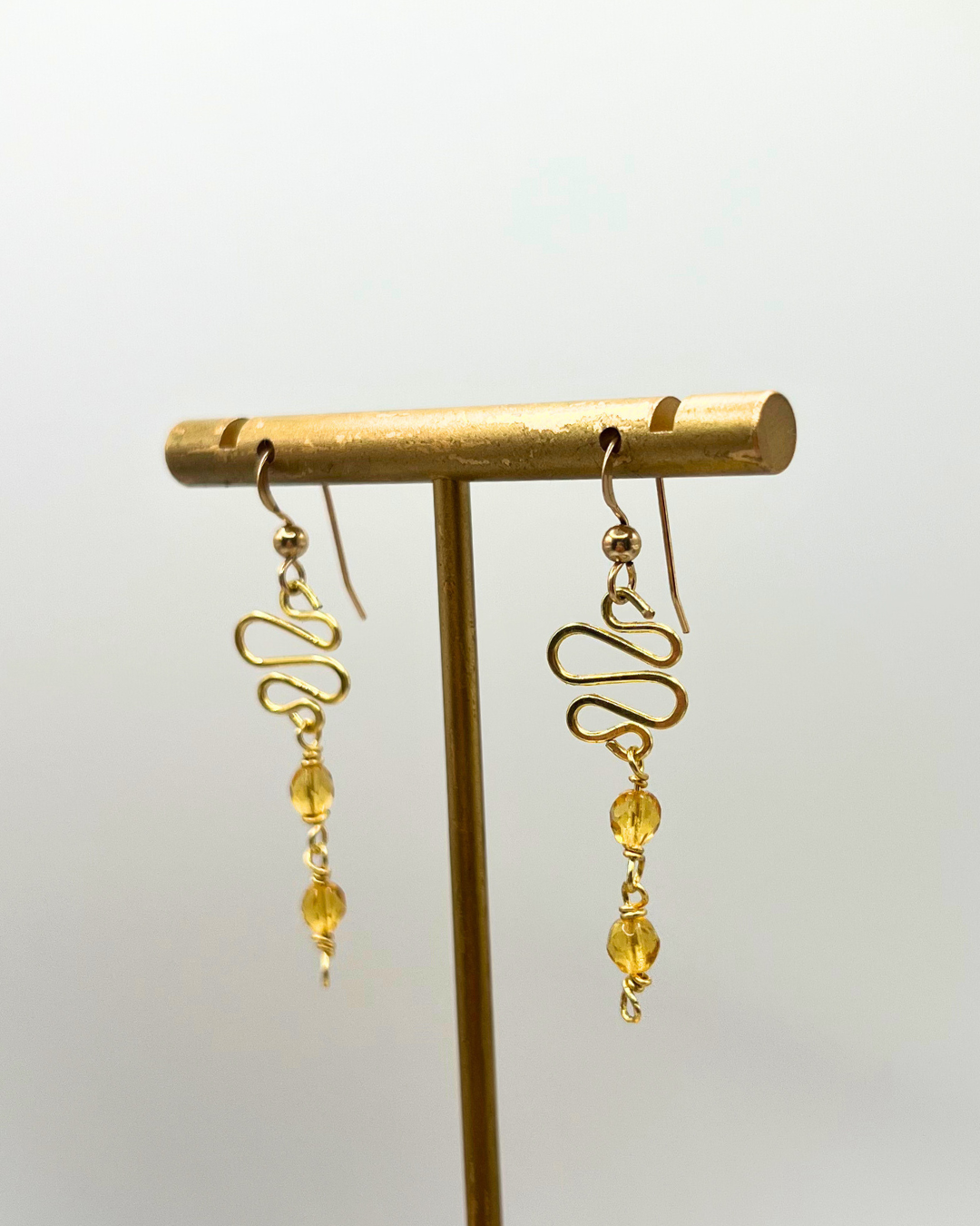 Amber Gold Dangle Earrings