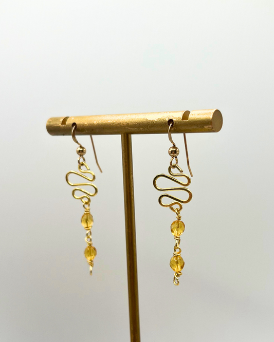Amber Gold Dangle Earrings