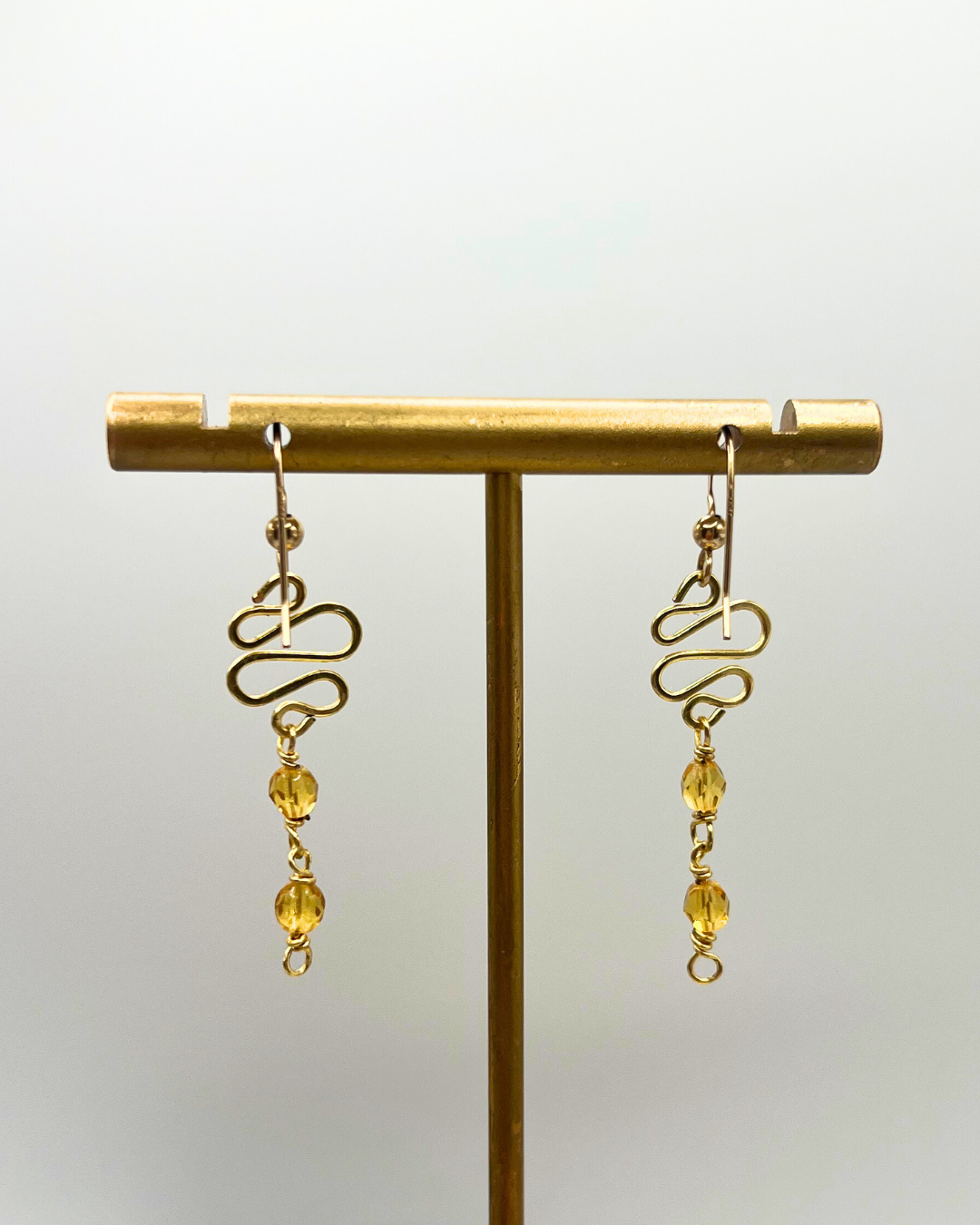 Amber Gold Dangle Earrings