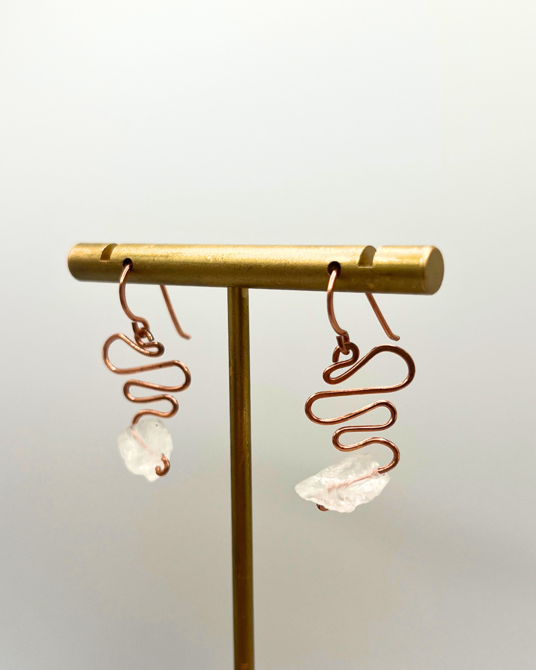 Clear Quartz Copper Dangle Earrings