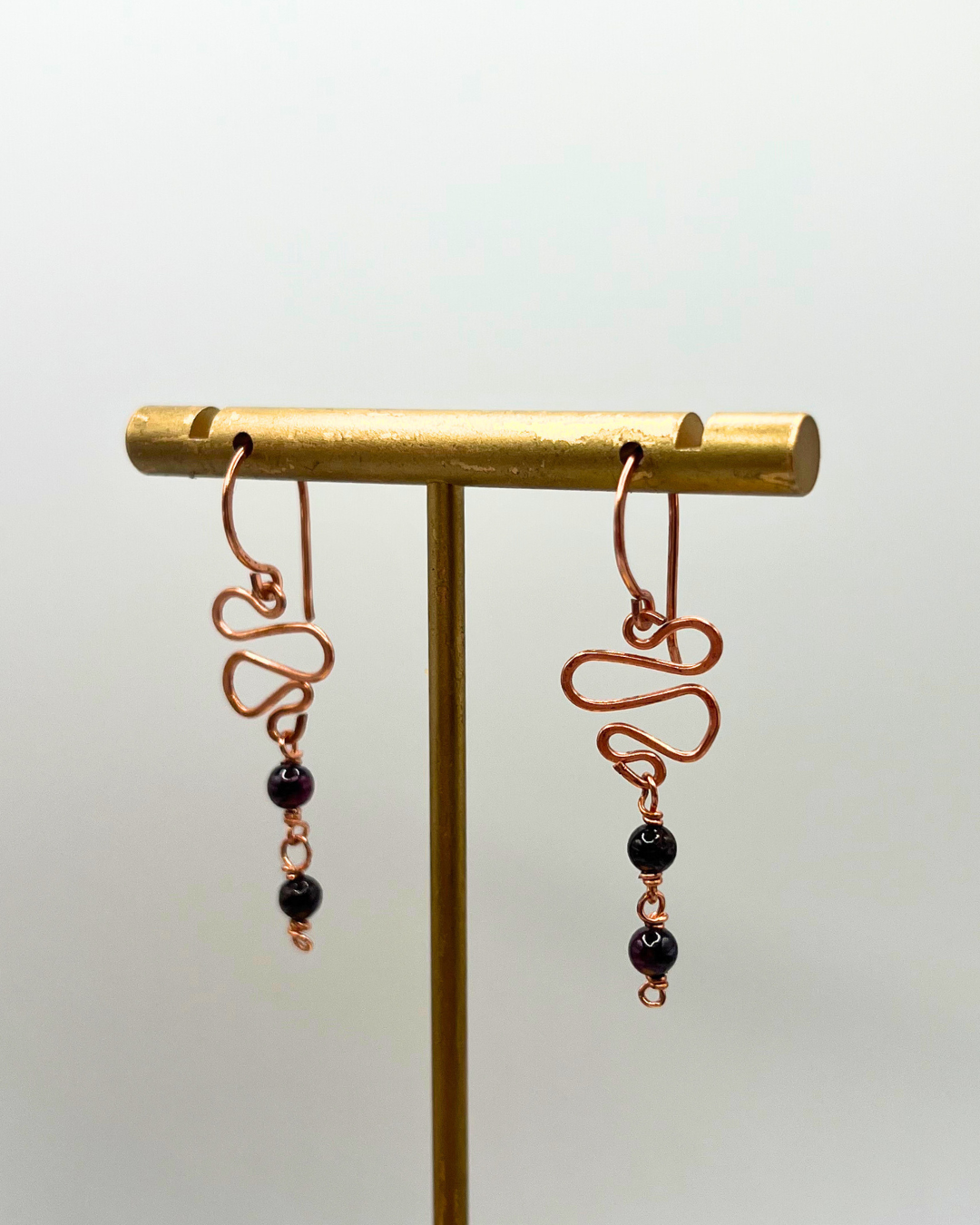 Black Onyx Copper Dangle Earrings