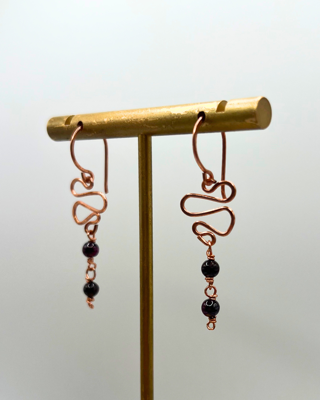 Black Onyx Copper Dangle Earrings