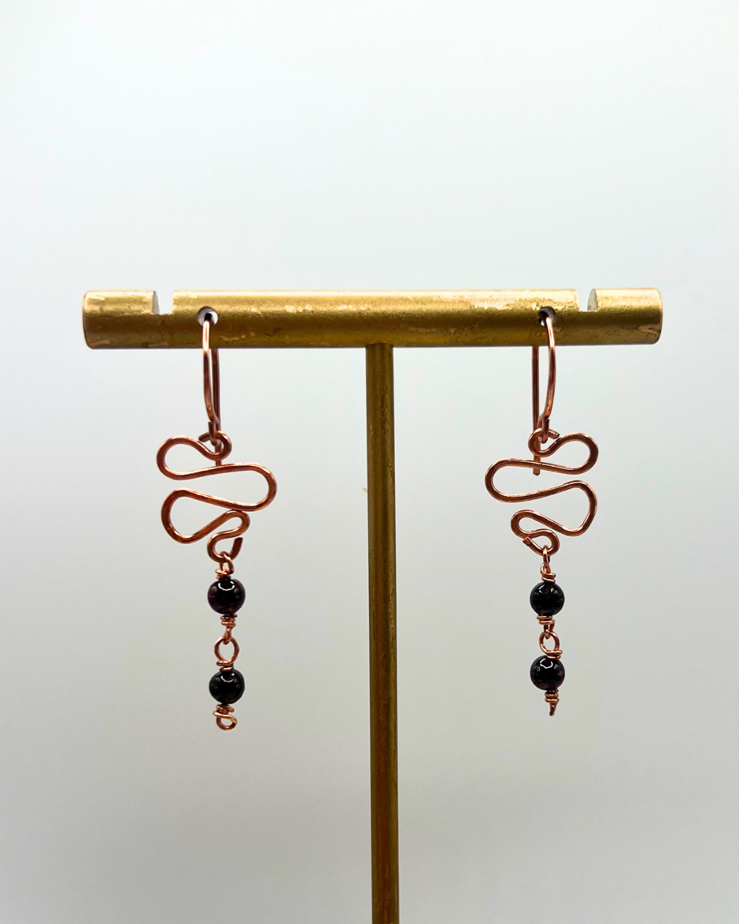 Black Onyx Copper Dangle Earrings