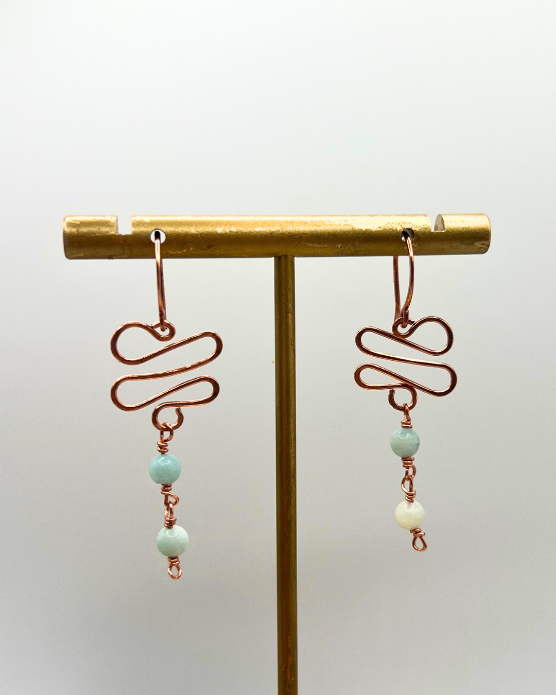 Amazonite Copper Dangle Earrings