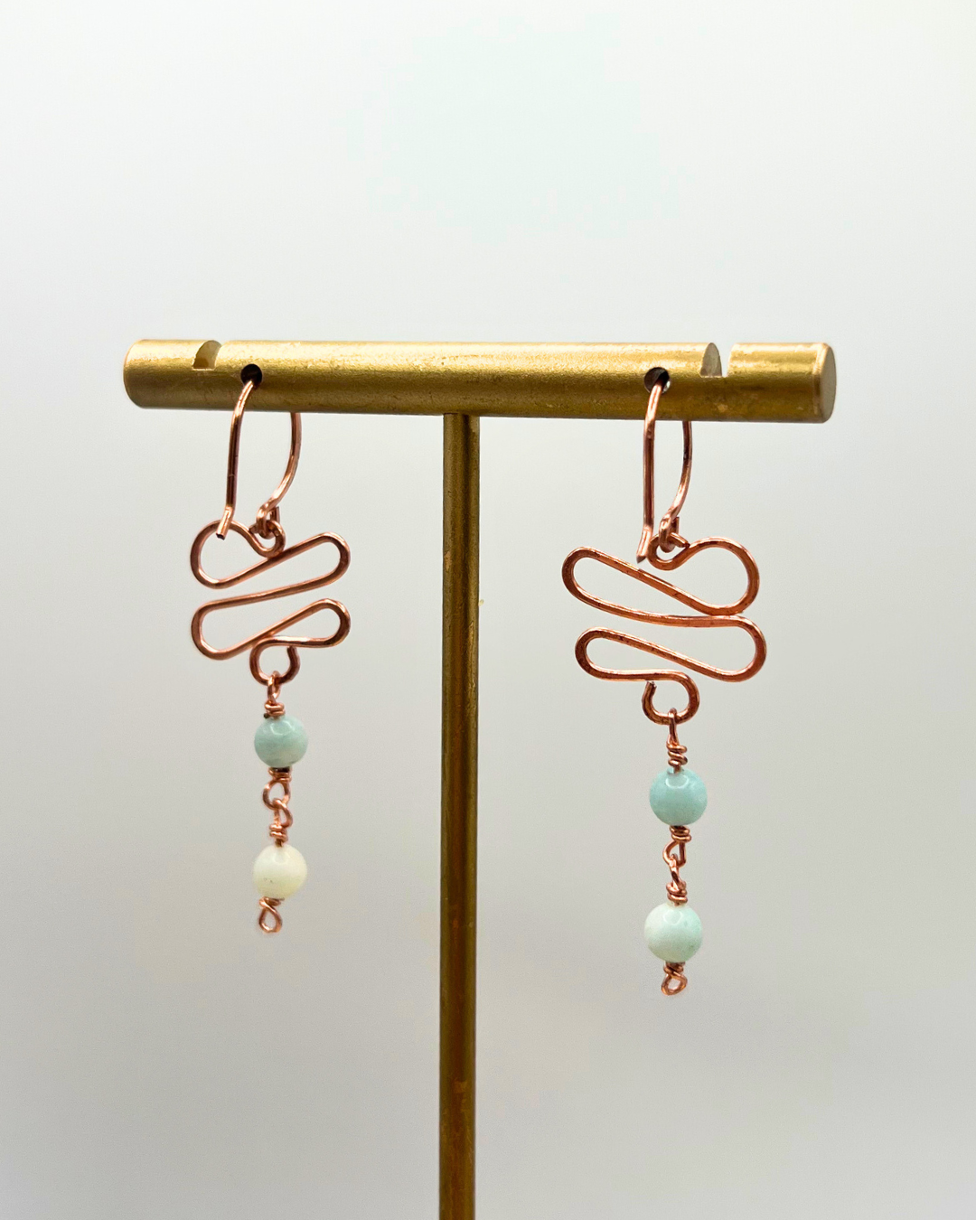 Amazonite Copper Dangle Earrings