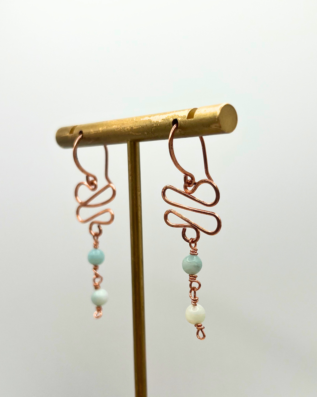 Amazonite Copper Dangle Earrings