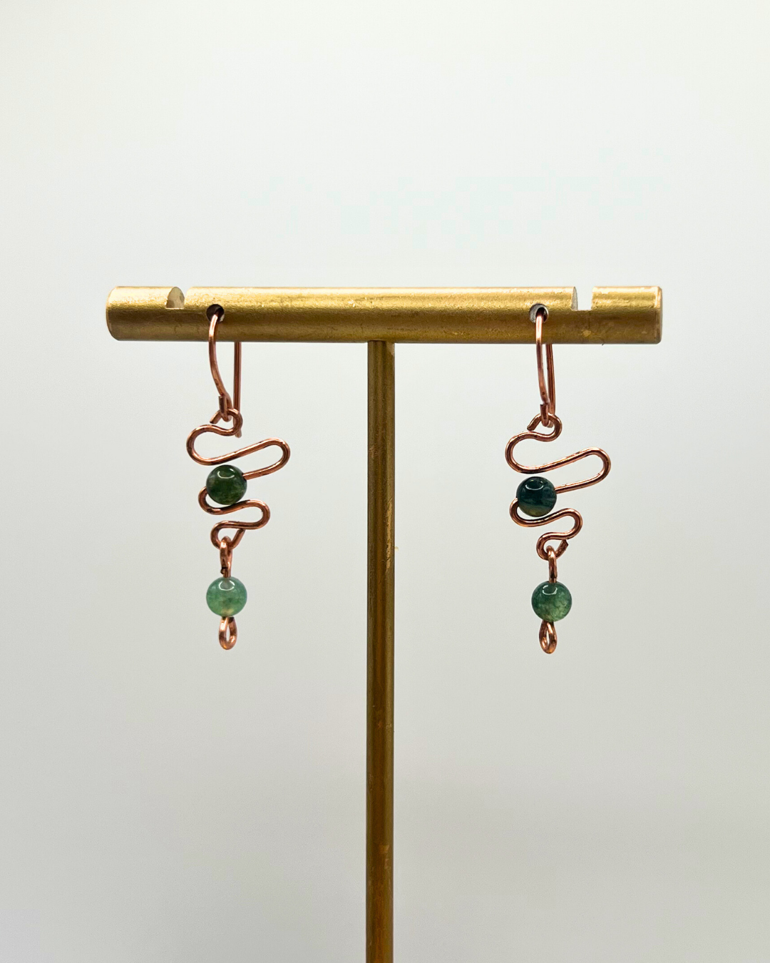 Moss Agate Copper Dangle Earrings