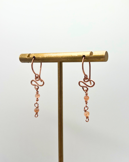 Sunstone Copper Dangle Earrings
