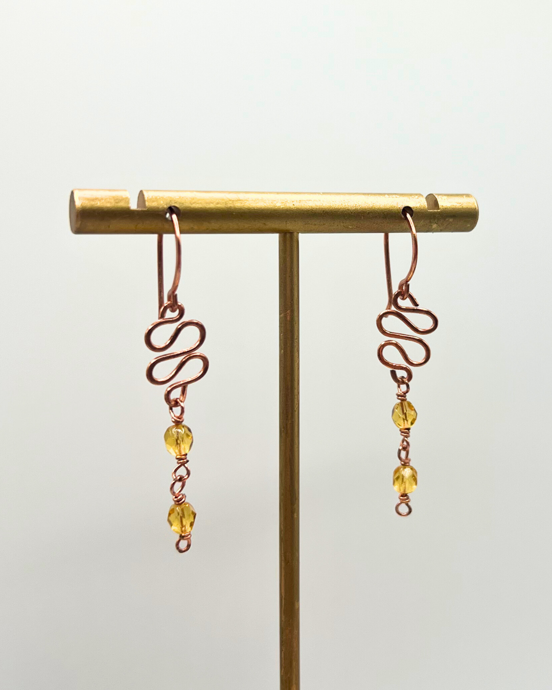 Amber Copper Dangle Earrings