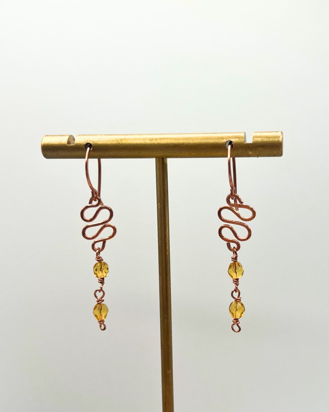 Amber Copper Dangle Earrings