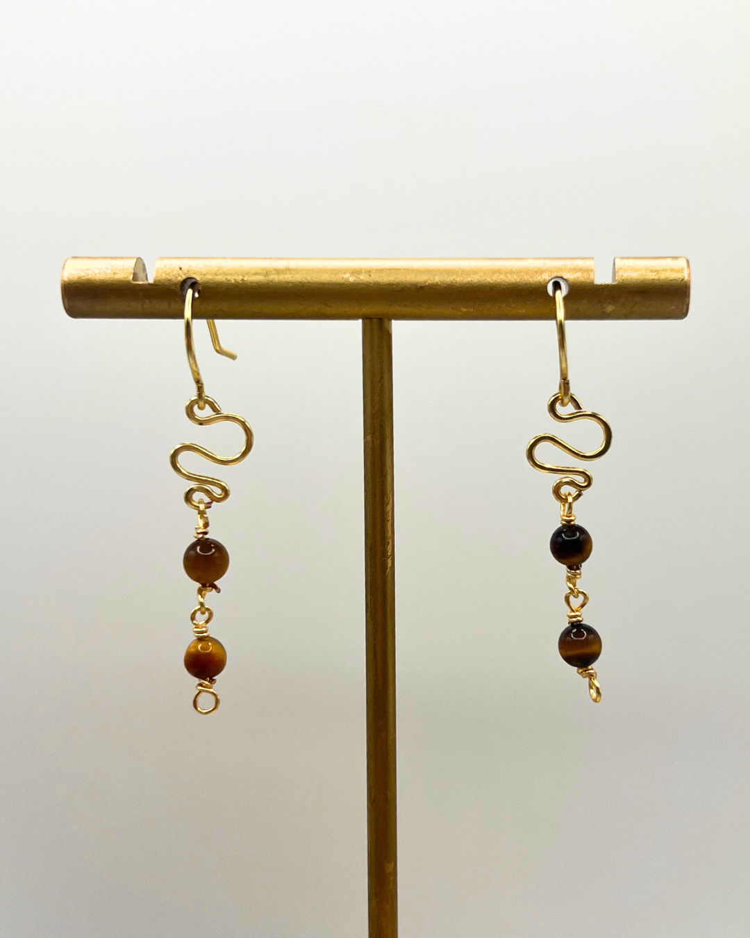 Tiger’s Eye Gold Swirl Earrings