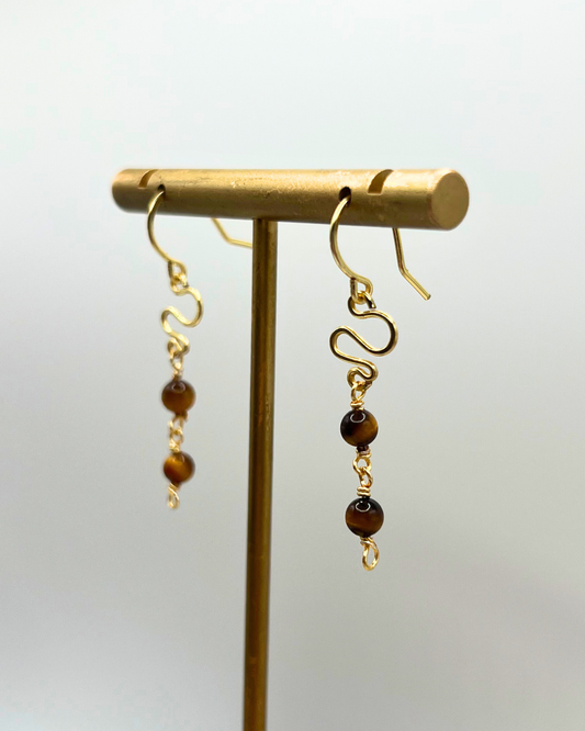 Tiger’s Eye Gold Swirl Earrings