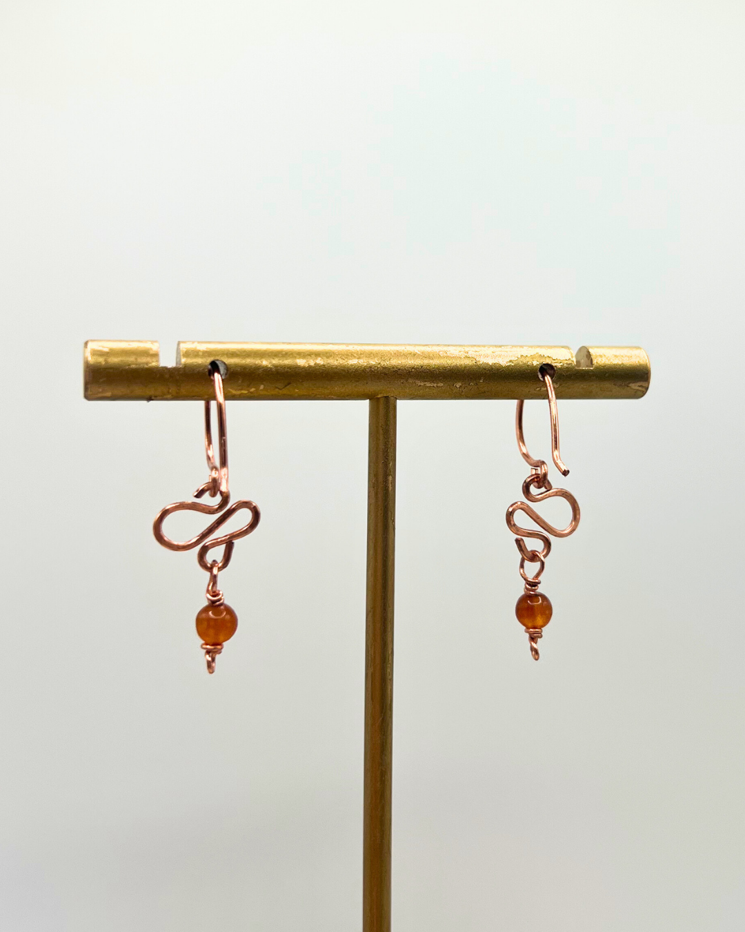Carnelian Copper Dangle Earrings