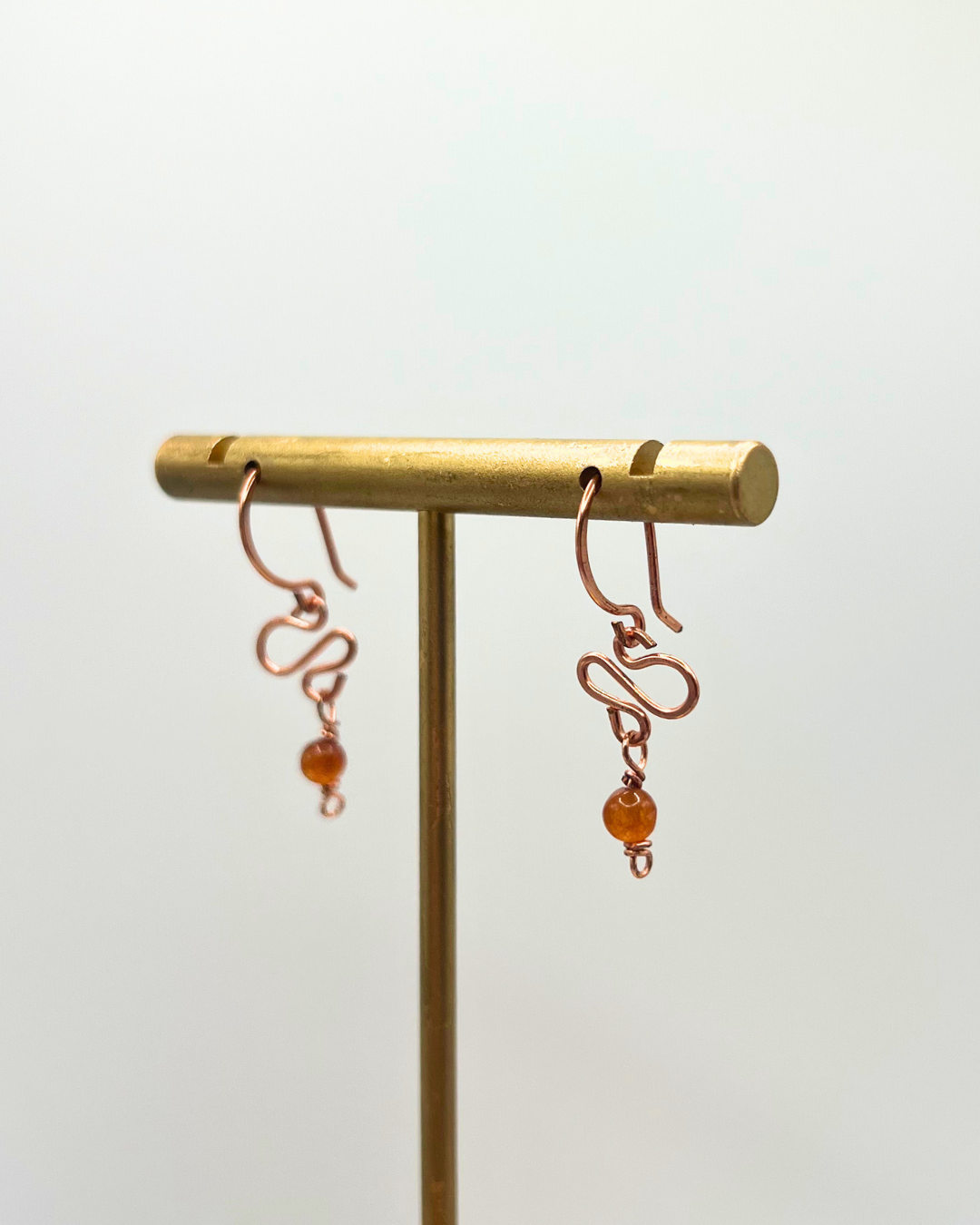 Carnelian Copper Dangle Earrings