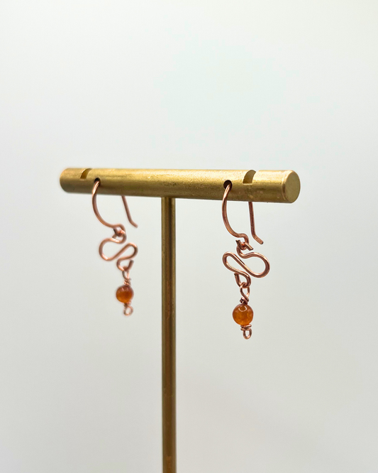 Carnelian Copper Dangle Earrings