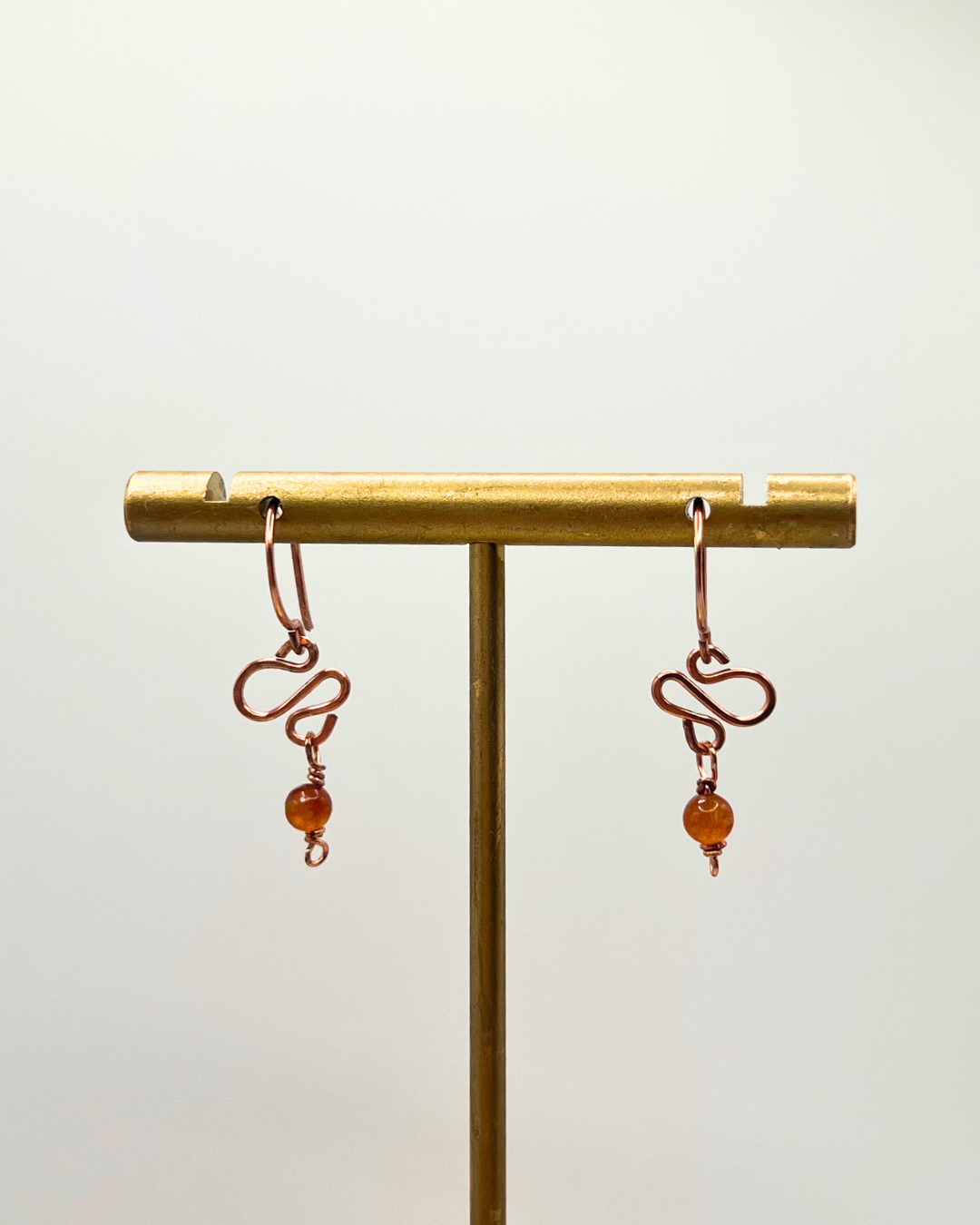 Carnelian Copper Dangle Earrings