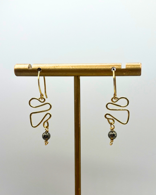 Pyrite Gold Dangle Earrings
