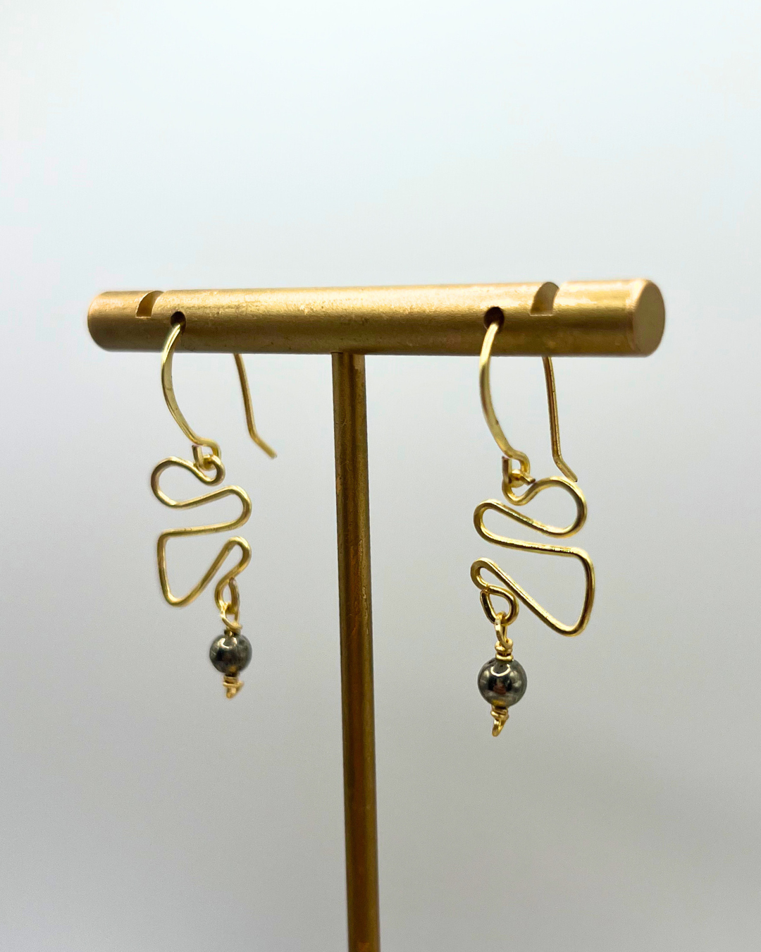 Pyrite Gold Dangle Earrings