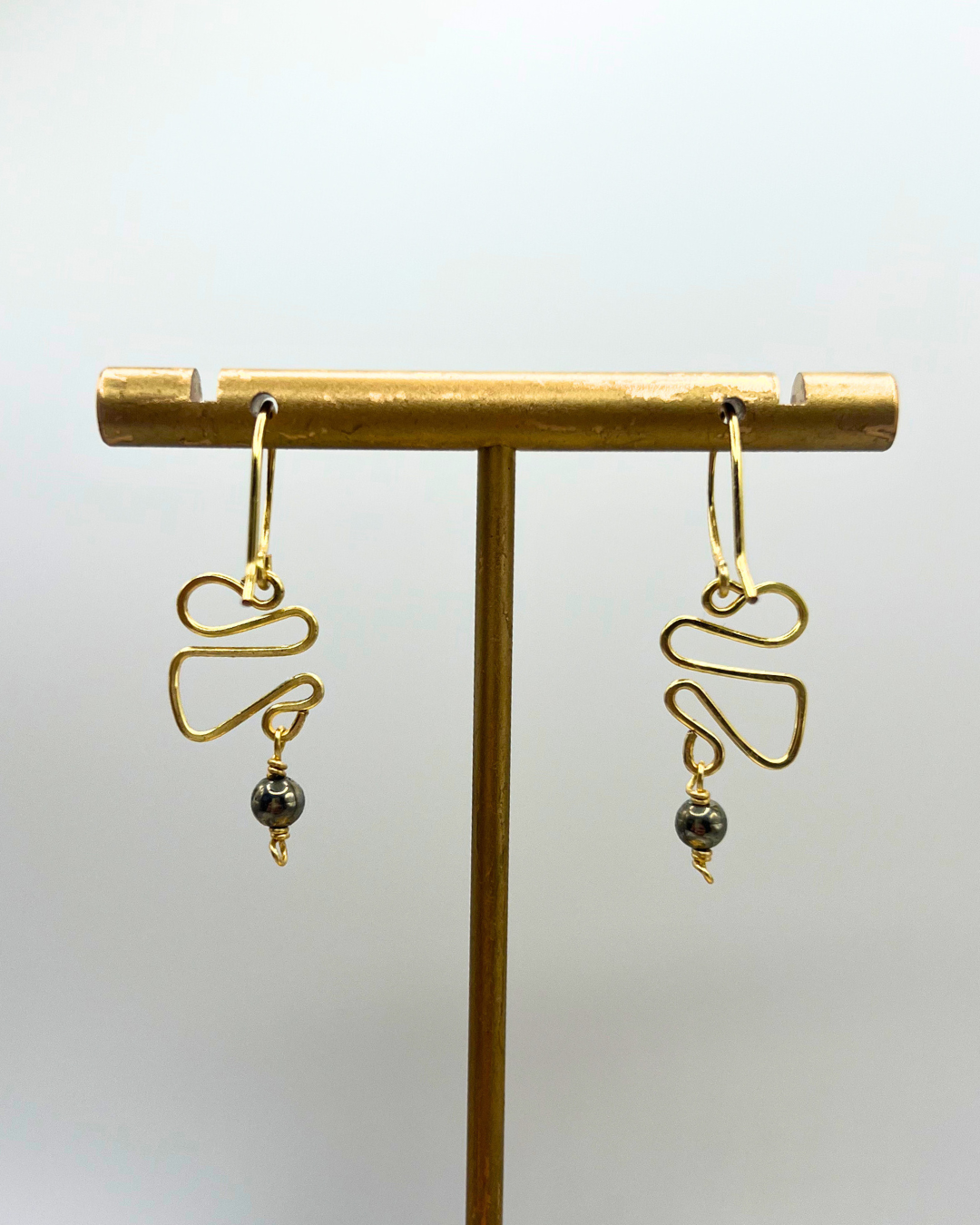 Pyrite Gold Dangle Earrings