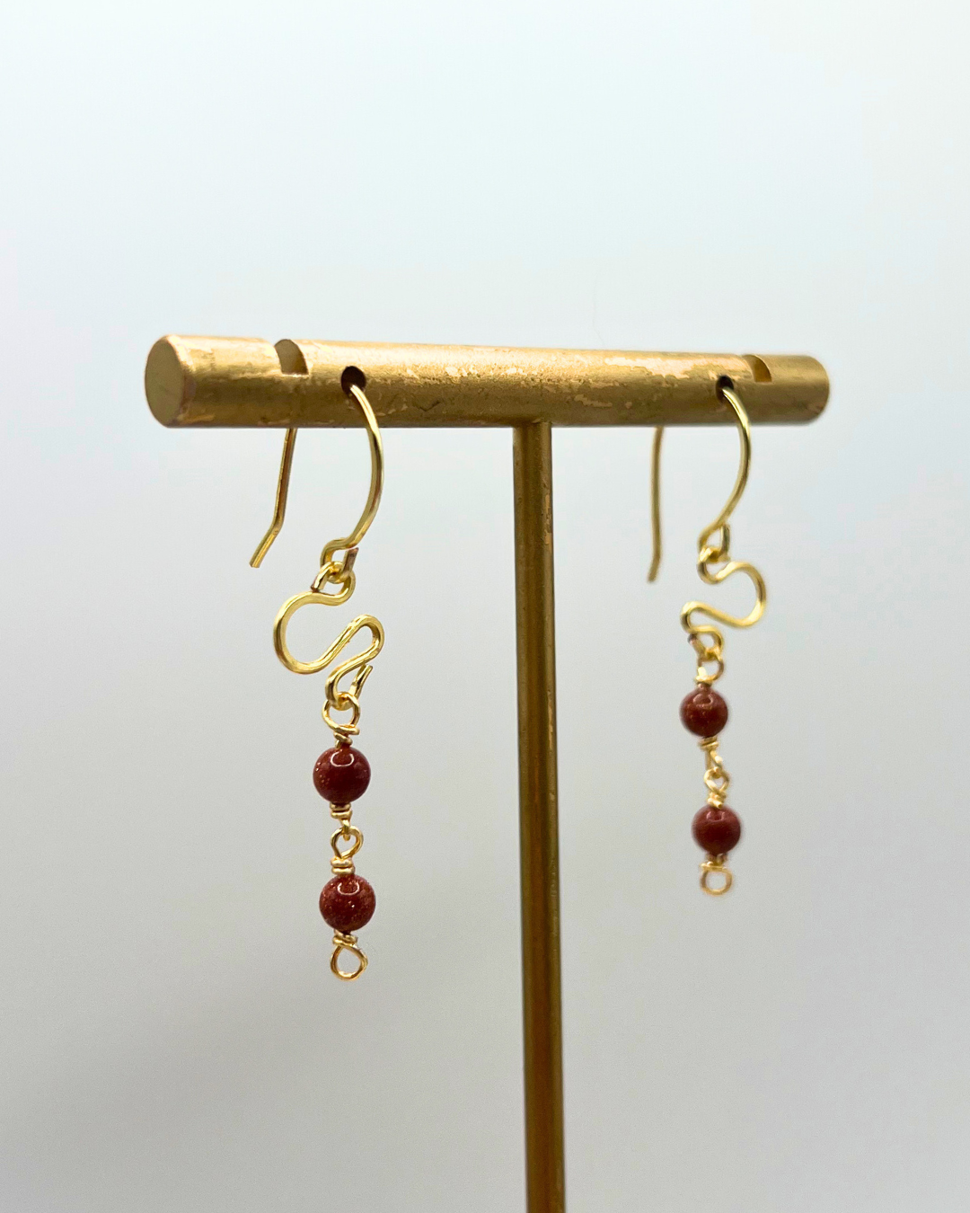 Goldstone Gold Dangle Earrings