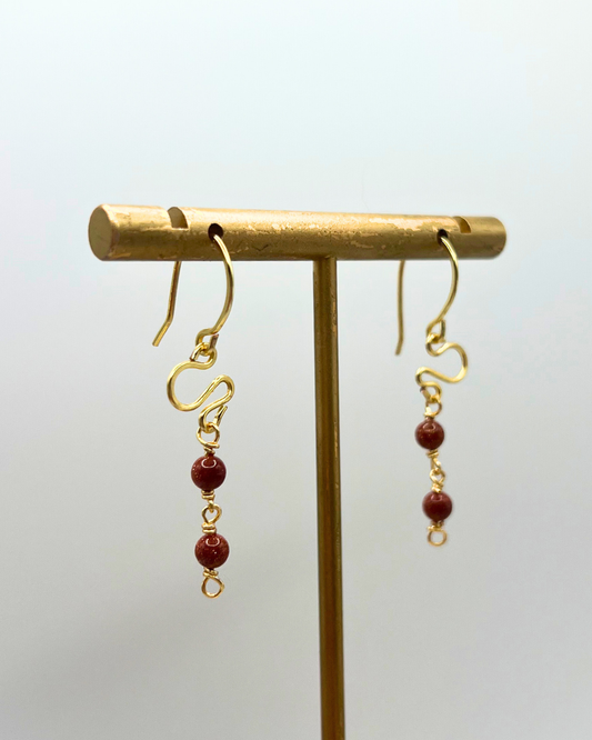 Goldstone Gold Dangle Earrings