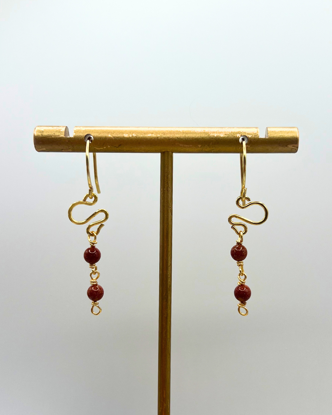 Goldstone Gold Dangle Earrings