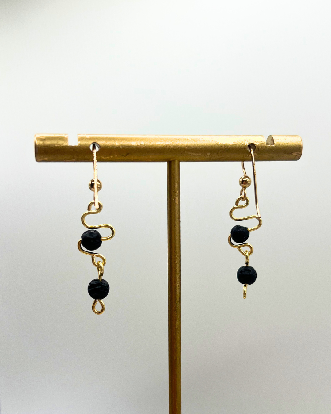 Lava Rock Gold Swirl Earrings
