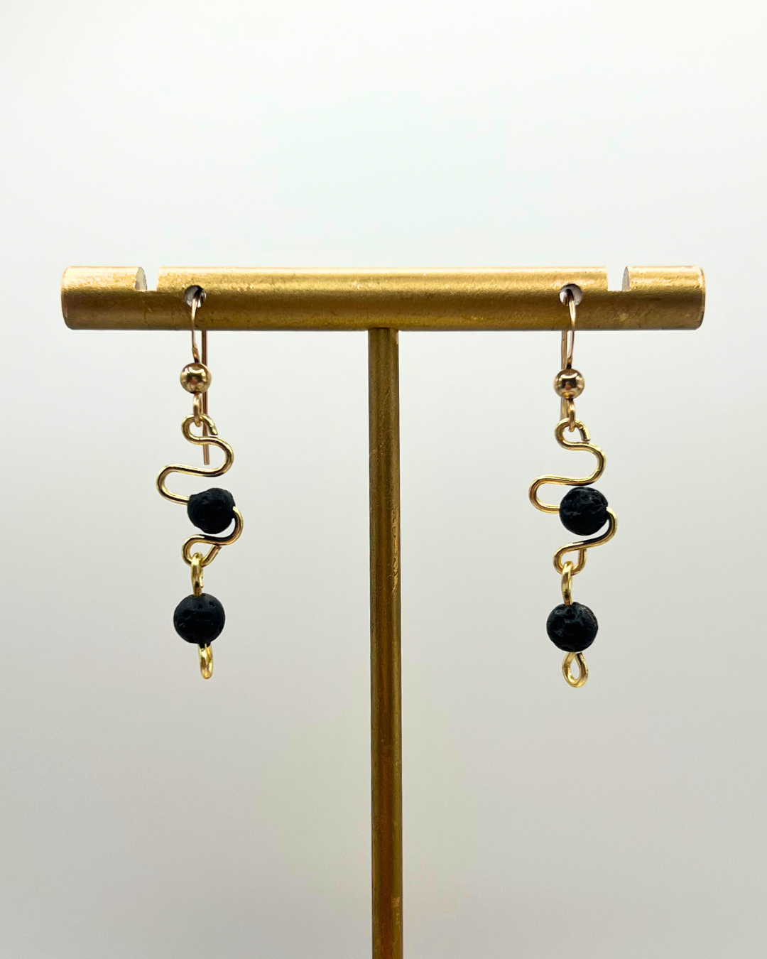 Lava Rock Gold Swirl Earrings