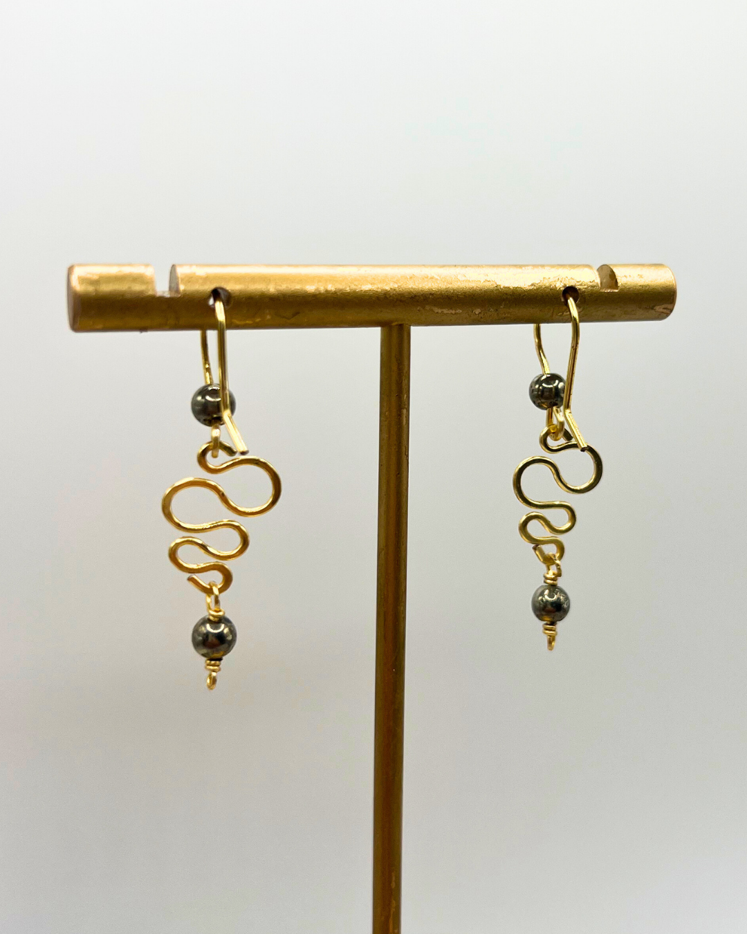 Pyrite Gold Dangle Earrings