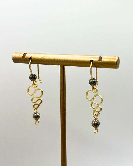 Pyrite Gold Dangle Earrings