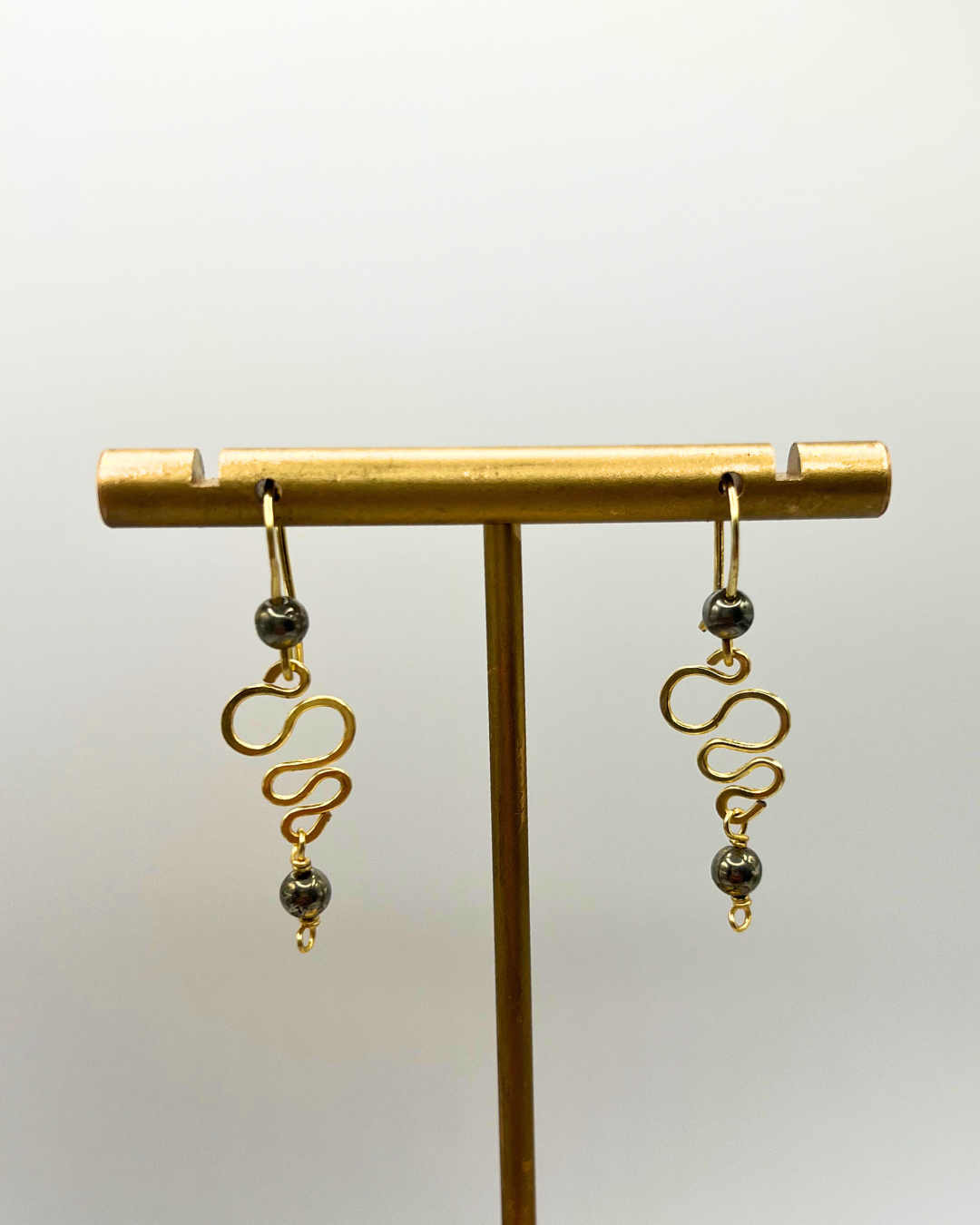 Pyrite Gold Dangle Earrings