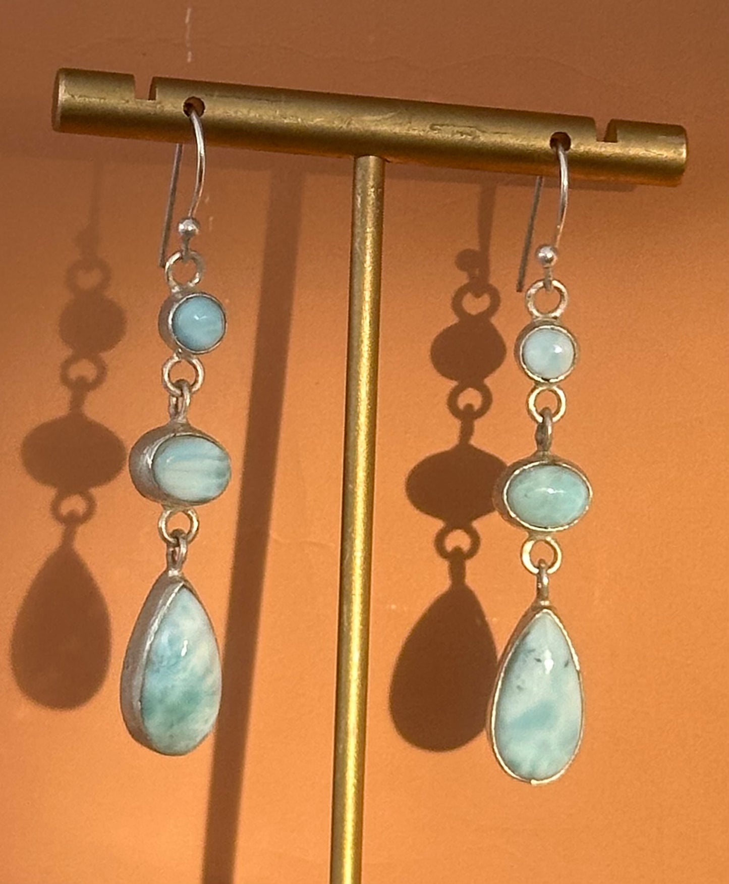 Larimar dangle earrings in silver
