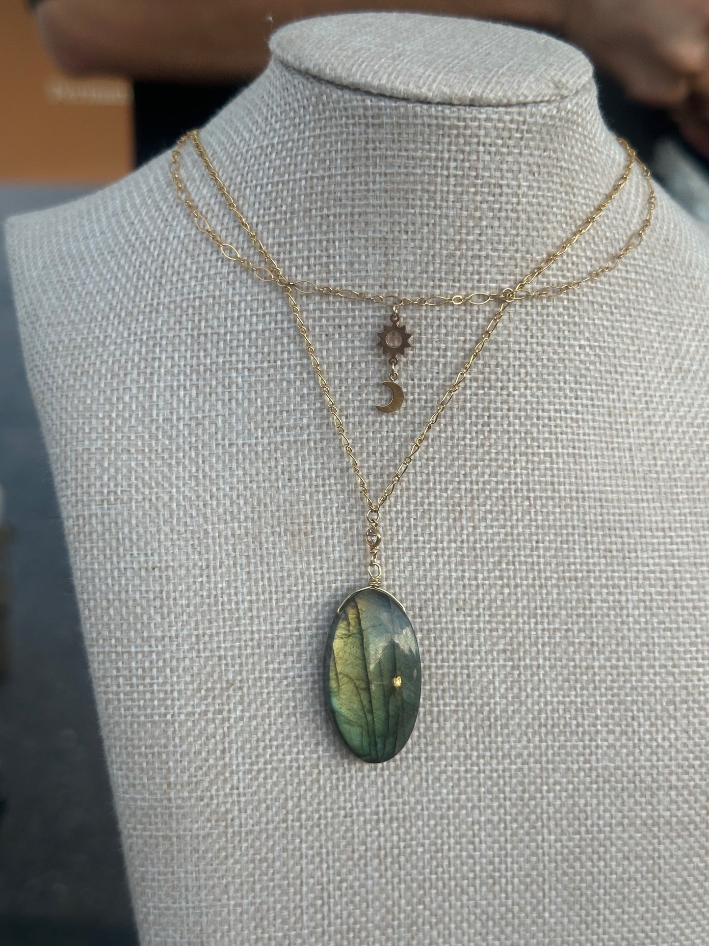 Labradorite sun and moon necklace