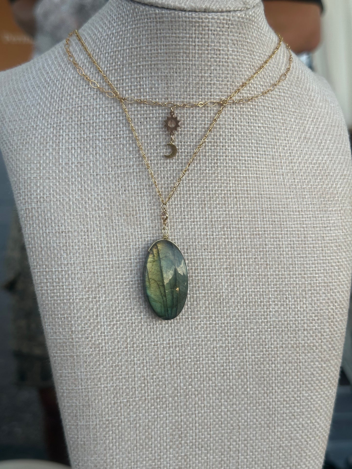 Labradorite sun and moon necklace