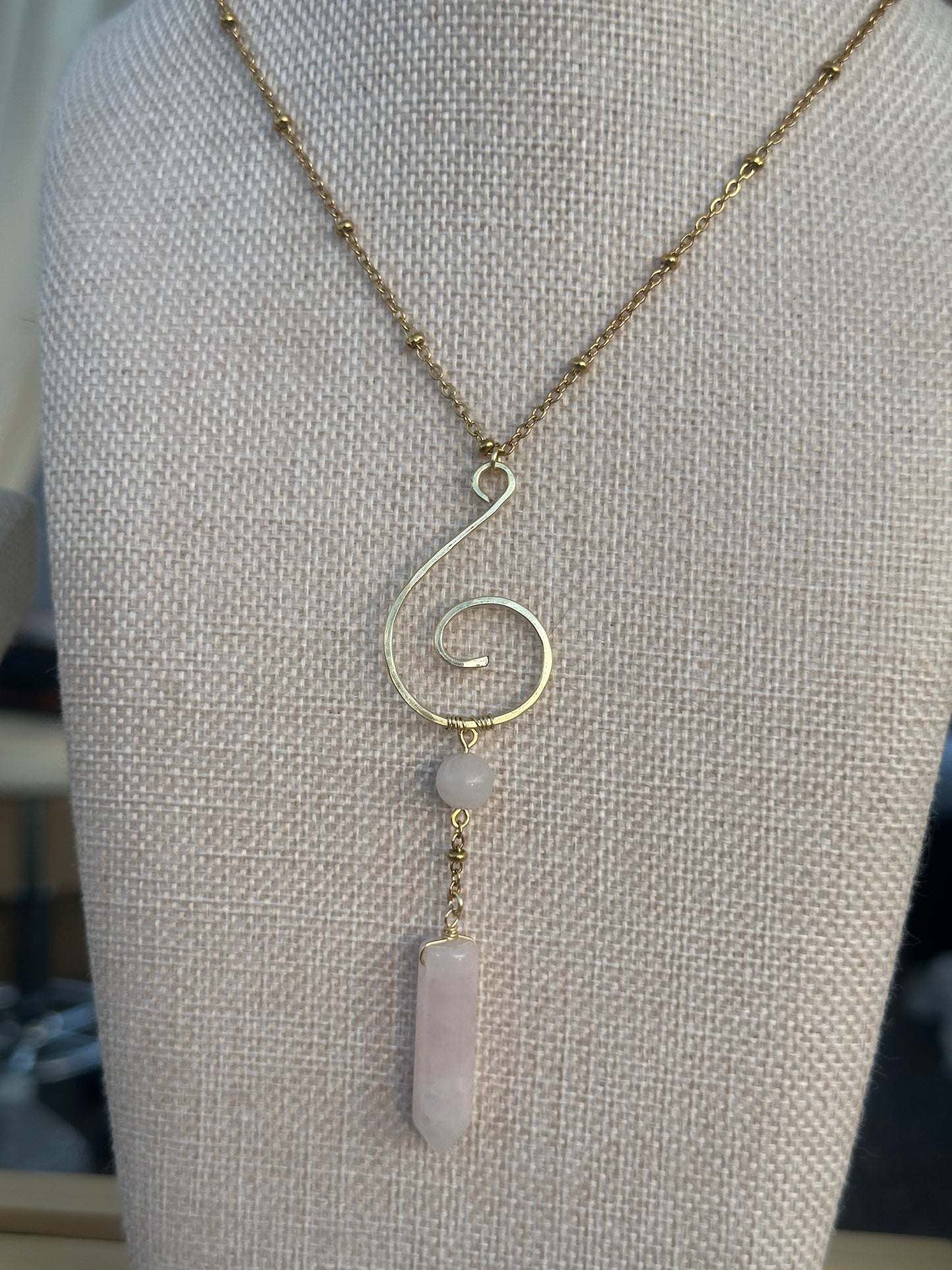 Rose Quartz Spiral necklace